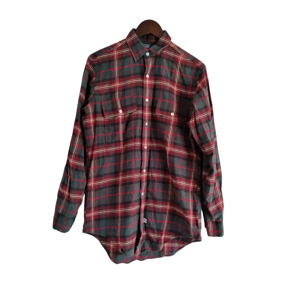 Polo by Ralph Lauren Flannel Plaid‎ Long Sleeve Button Down Red & Green Shirt  S